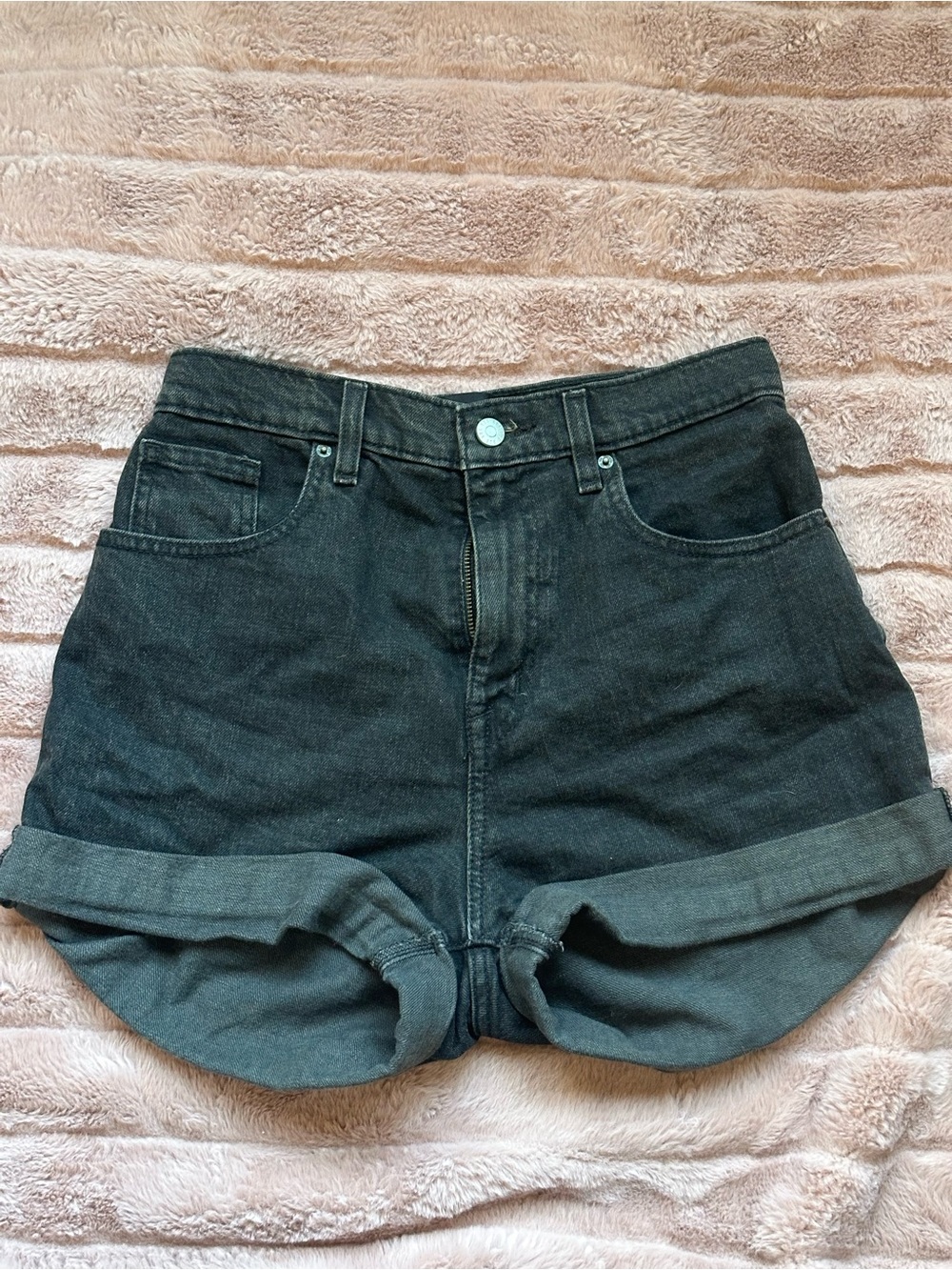 BDG Black High-Rise Rolled Cuff Denim Shorts